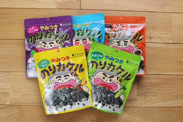 海苔のアイデア商品「やみつき のりカケルくん」「のりあーと はたらくのりもの」「のりあーと 名探偵コナン」「名探偵コナン×有明海産おにぎりのり」