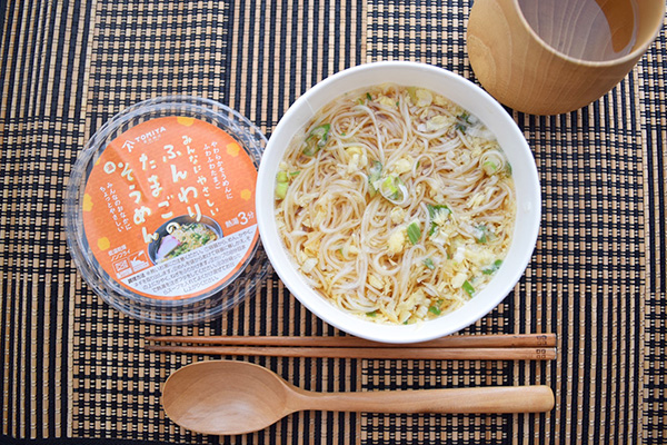 常備していたいやさしい味「ふんわりたまごの温そうめん」秋田の美味しいものが詰まった「日本酒とおつまみ瓶詰めのセットA」