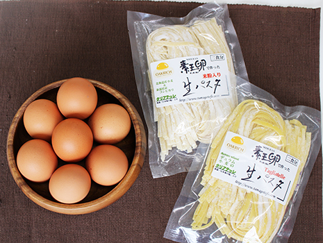 今回取り寄せたセットには生パスタが2種類と卵が2種類（６個ずつ）入っています