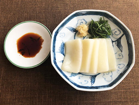 冷たく冷やして、夏の食卓の前菜にお刺身のように薄切りにしました