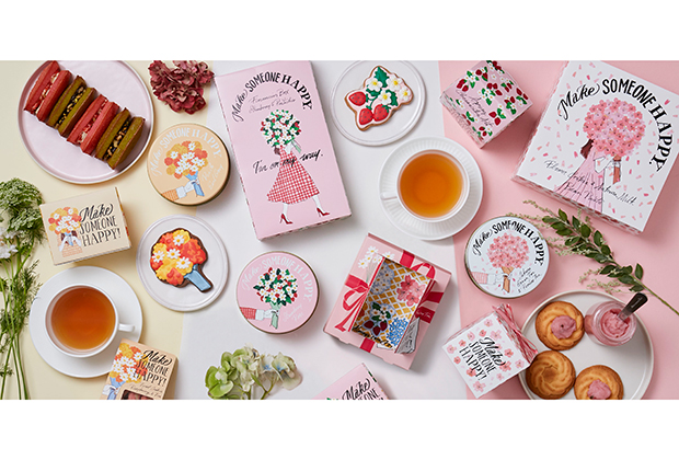 アフタヌーンティー・ティールームより、桜やいちごを楽しむ紅茶やお菓子がお花のブーケや桜を描いた春限定パッケージで発売されました