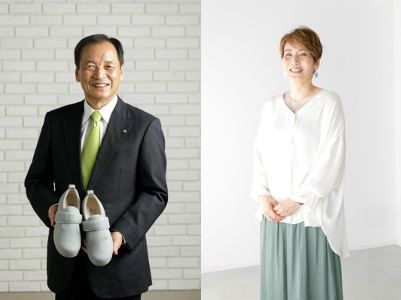 徳武産業株式会社 代表取締役会長の十河孝男氏と代表取締役社長の德武聖子氏